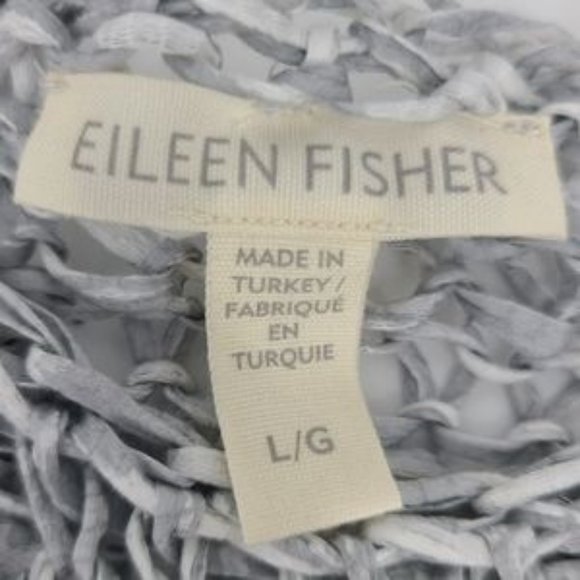 Eileen Fisher Open Knit Boxy Fit Sweater Gray L - Picture 4 of 5